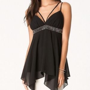 bebe studded criss cross tunic
